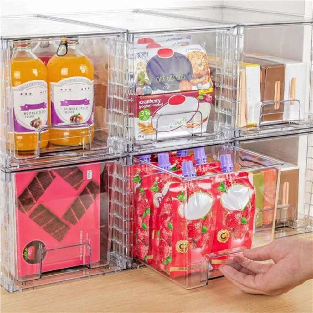 4 Pack Large Stackable Storage Drawers Easily Assemble Acrylic Bathroom Closet